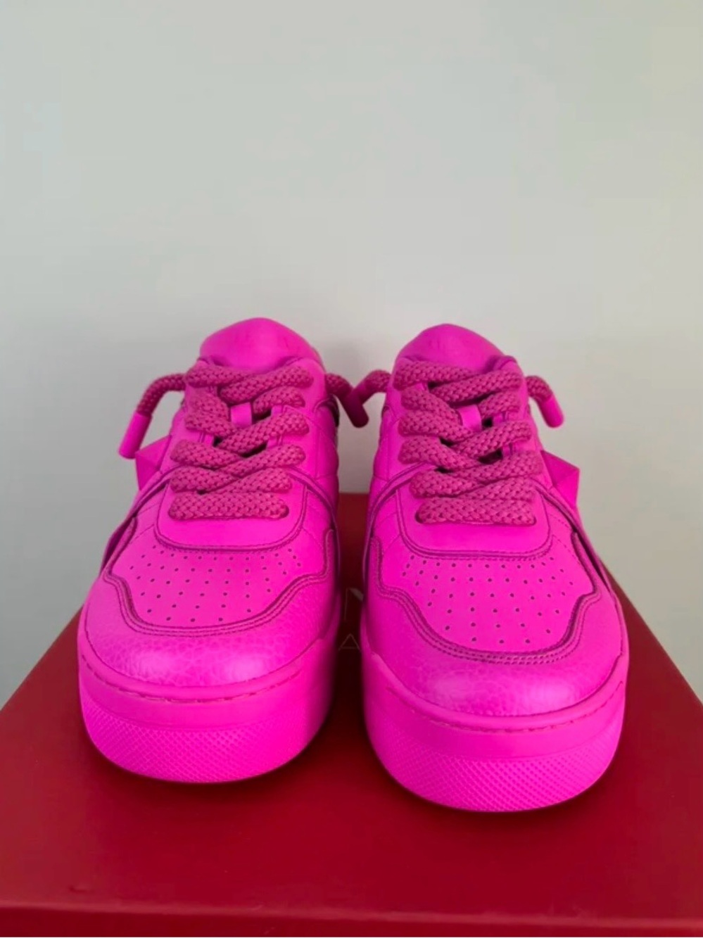 Valentino Garavani Neon Pink Lace-Up Sneakers